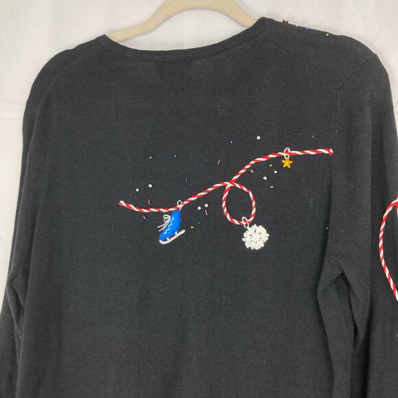 VTG Studio Joy Womens L Christmas Holiday Embroidered Sweater Art to Wear Winter - Picture 10 of 11